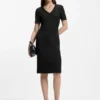 Kleid mit V-Ausschnitt aus Stretchstoff