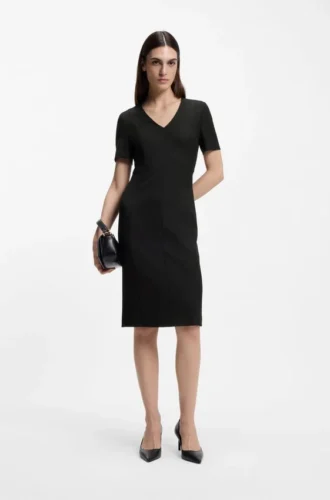 Kleid mit V-Ausschnitt aus Stretchstoff