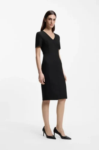 Kleid mit V-Ausschnitt aus Stretchstoff