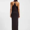 Kleid mit Wasserfallausschnitt und Metallverzierung am Rücken