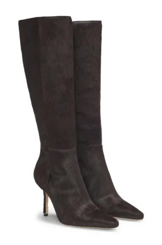 Kniehohe Stiefel aus Ponyhaar-Leder