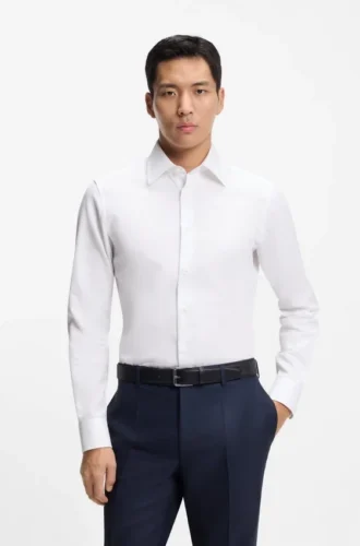 Knitterfreies Slim-Fit-Hemd aus italienischer Baumwolle