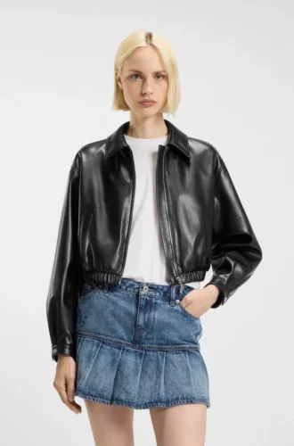 Kunstlederjacke mit geprägtem Logo