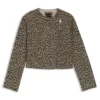 Kurze Bikerjacke mit Leoparden-Jacquard