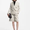 Kurze Hose in lockerer Passform aus gestreiftem Tweed aus Baumwollmischung