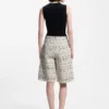 Kurze Hose in lockerer Passform aus gestreiftem Tweed aus Baumwollmischung