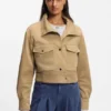 Kurze Jacke aus Baumwolltwill mit Papier-Optik