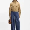 Kurze Jacke aus Baumwolltwill mit Papier-Optik