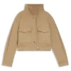 Kurze Jacke aus Baumwolltwill mit Papier-Optik