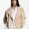 Kurze Trenchcoat-Jacke aus Baumwolle und Leinen