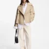 Kurze Trenchcoat-Jacke aus Baumwolle und Leinen