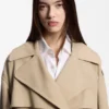Kurze Trenchcoat-Jacke aus Baumwolle und Leinen