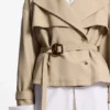 Kurze Trenchcoat-Jacke aus Baumwolle und Leinen