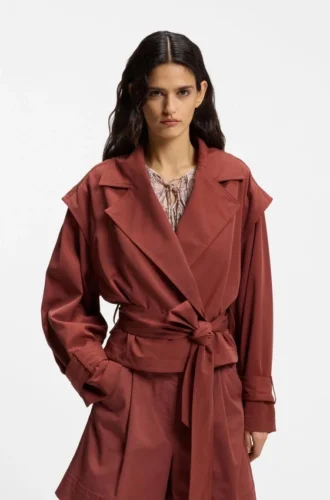 Kurze Trenchcoat-Jacke mit Gürtel
