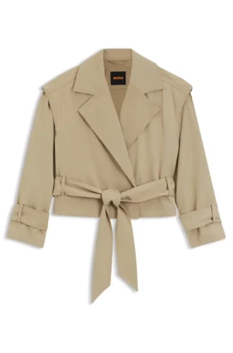 Kurze Trenchcoat-Jacke mit Gürtel