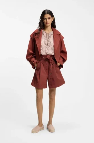 Kurze Trenchcoat-Jacke mit Gürtel