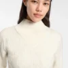 Kurzer Pullover aus Wollmischung mit mehrlagigem Ausschnitt