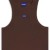 Kurzes Oberteil aus Stretch-Baumwolle mit blauem Logo-Label