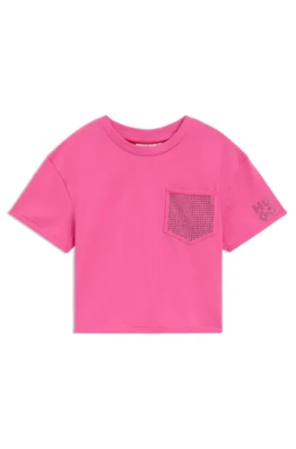 Kurzes T-Shirt für Kinder mit Kontrasttasche