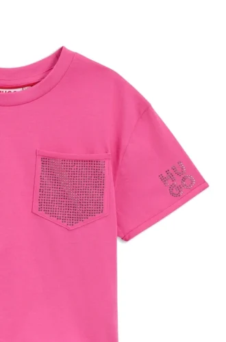 Kurzes T-Shirt für Kinder mit Kontrasttasche