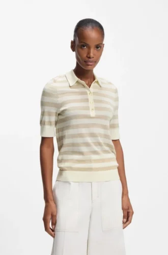 Kurzärmeliger Pullover aus Merinowolle mit Polokragen