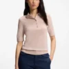 Kurzärmeliger Pullover aus Merinowolle mit Polokragen