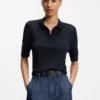 Kurzärmeliger Pullover aus Merinowolle mit Polokragen