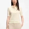 Kurzärmeliger Pullover aus Merinowolle mit Polokragen