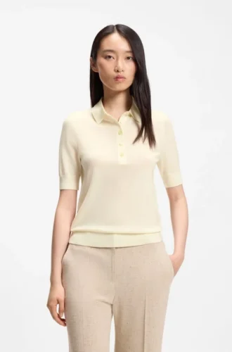 Kurzärmeliger Pullover aus Merinowolle mit Polokragen