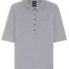Kurzärmeliger Pullover aus Merinowolle mit Polokragen