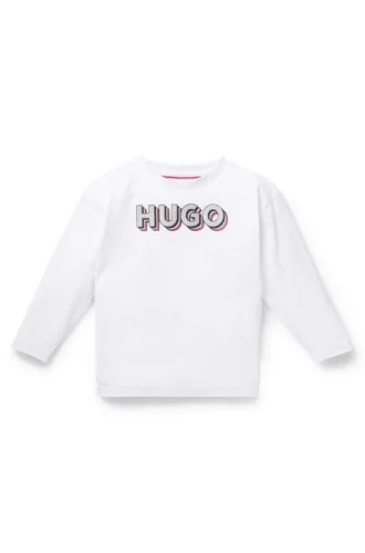 Langarmshirt aus Baumwolle für Kinder mit Logo in Glitzereffekt