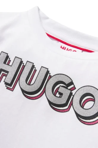 Langarmshirt aus Baumwolle für Kinder mit Logo in Glitzereffekt