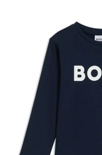 Langarmshirt für Kinder aus Baumwolle mit Kontrastlogo