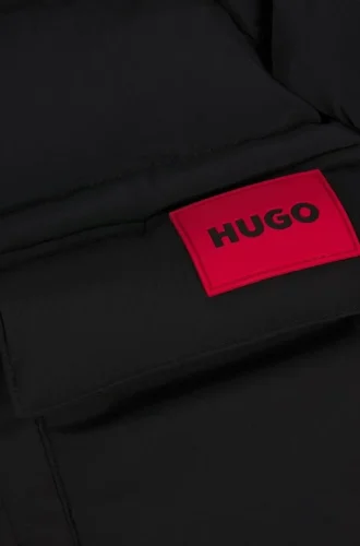 Lange Daunenjacke für Kinder mit rotem Logo-Etikett