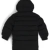 Lange Daunenjacke für Kinder mit rotem Logo-Etikett
