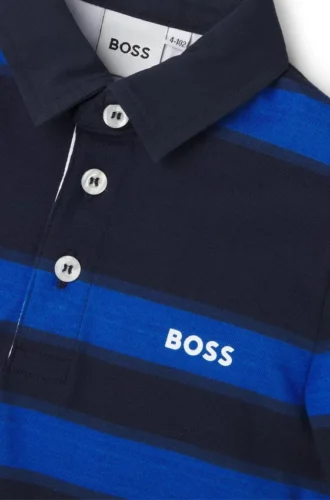 Langärmliges Kinder-Poloshirt mit Streifen und Logo