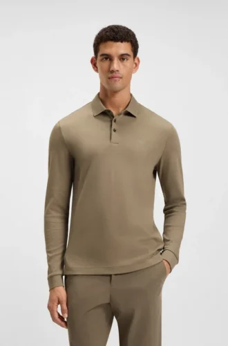 Langärmliges Poloshirt aus Interlock-Baumwolle mit Logo