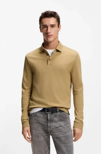 Langärmliges Poloshirt aus Interlock-Baumwolle mit Logo