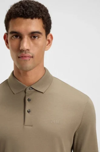 Langärmliges Poloshirt aus Interlock-Baumwolle mit Logo