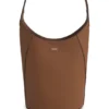 Leder-Beuteltasche mit metallischem Logo-Schriftzug