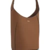 Leder-Beuteltasche mit metallischem Logo-Schriftzug