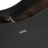 Leder-Beuteltasche mit metallischem Logo-Schriftzug