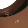 Leder-Beuteltasche mit metallischem Logo-Schriftzug
