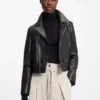 Leder-Bikerjacke in regulärer Passform