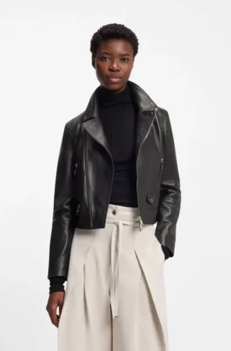Leder-Bikerjacke in regulärer Passform