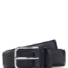 Leder-Business-Gürtel mit polierter silberner Schnalle Leder-Business-Gürtel mit polierter silberner Schnalle