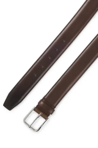 Leder-Business-Gürtel mit polierter silberner Schnalle