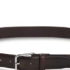 Leder-Business-Gürtel mit polierter silberner Schnalle Leder-Business-Gürtel mit polierter silberner Schnalle
