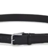 Leder-Business-Gürtel mit polierter silberner Schnalle Leder-Business-Gürtel mit polierter silberner Schnalle