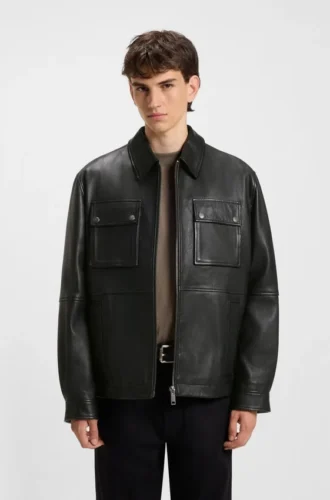 Leder-Feldjacke in regulärer Passform